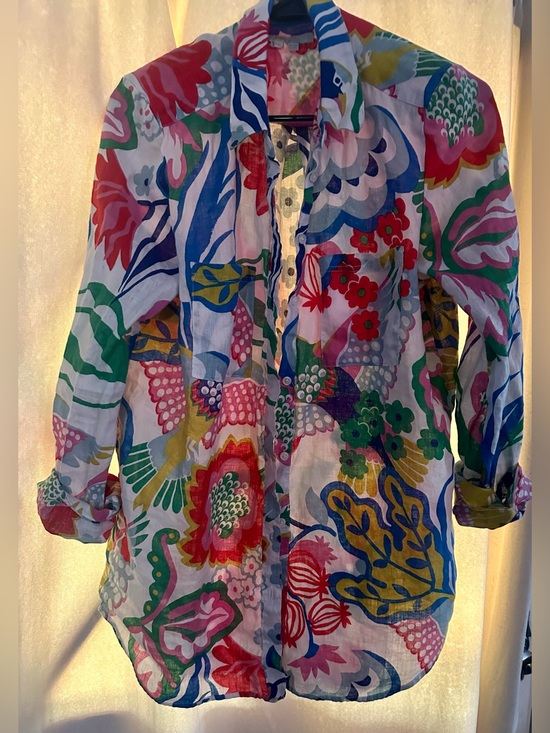 Boden Tops - Boden Linen Floral-Print Button-Down Shirt